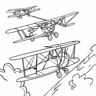 World War 1 Airplanes Flying Coloring Page 32693-26334