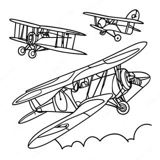 World War 1 Airplanes Flying Coloring Page 32693-26335