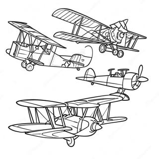 World War 1 Airplanes Flying Coloring Page 32693-26336