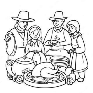 Pilgrims Thanksgiving Feast Coloring Page 32732-26366