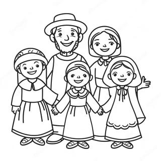 Happy Pilgrims Family Coloring Page 32733-26364