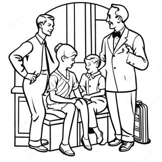 Charming Norman Rockwell Family Scene Coloring Page 32763-26389