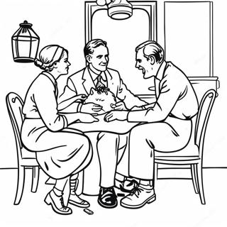 Charming Norman Rockwell Family Scene Coloring Page 32763-26390