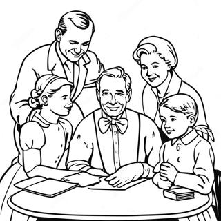 Charming Norman Rockwell Family Scene Coloring Page 32763-26391