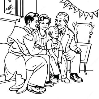 Charming Norman Rockwell Family Scene Coloring Page 32763-26392