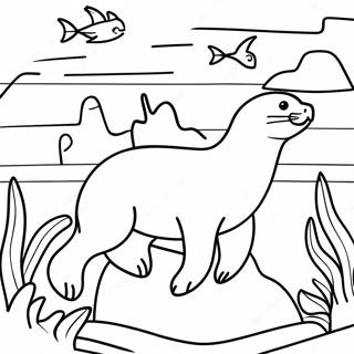 Sea Lion Swimming In The Ocean Coloring Page 32812-26426