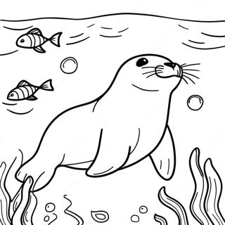 Sea Lion Swimming In The Ocean Coloring Page 32812-26427