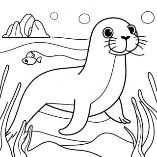 Sea Lion Swimming In The Ocean Coloring Page 32812-26428