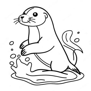 Playful Sea Lion Splashing Water Coloring Page 32813-26429