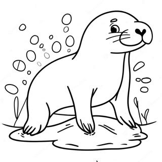 Playful Sea Lion Splashing Water Coloring Page 32813-26430