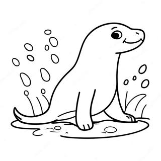 Playful Sea Lion Splashing Water Coloring Page 32813-26432