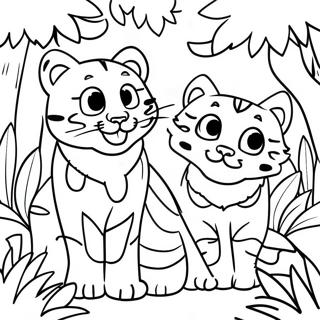 Playful Bengals In A Jungle Coloring Page 3282-2718