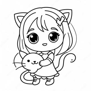 Chibi Girl With Cute Cat Coloring Page 32932-26518