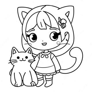 Chibi Girl With Cute Cat Coloring Page 32932-26519