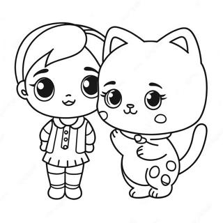 Chibi Girl With Cute Cat Coloring Page 32932-26520