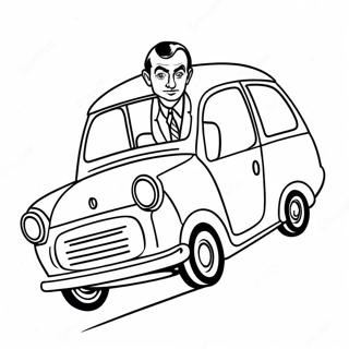 Mr Bean Driving His Car Coloring Page 32973-26557