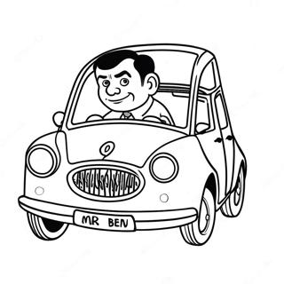 Mr Bean Driving His Car Coloring Page 32973-26558