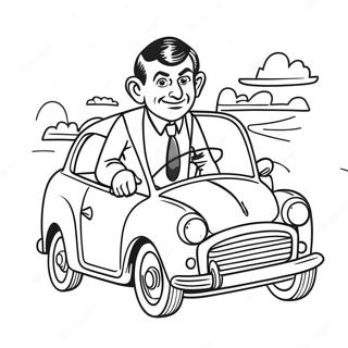 Mr Bean Driving His Car Coloring Page 32973-26559