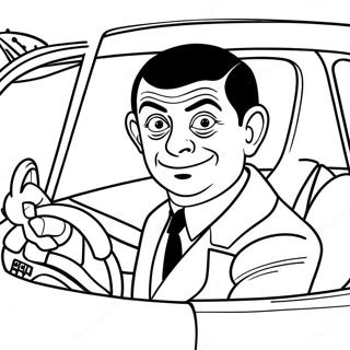 Mr Bean Driving His Car Coloring Page 32973-26560