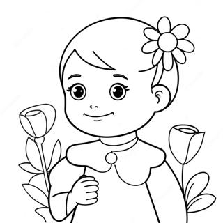 Cute Emma With A Flower Coloring Page 32993-26573