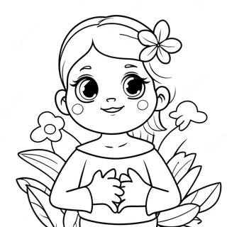 Cute Emma With A Flower Coloring Page 32993-26574