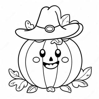 Smiling Pumpkin With A Hat Coloring Page 32-23