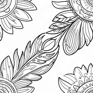 Colorful Turkey Feather Design Coloring Page 33013-26589