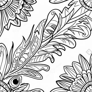 Colorful Turkey Feather Design Coloring Page 33013-26590