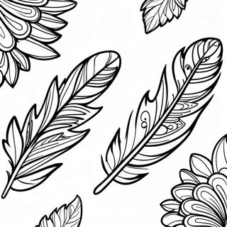 Colorful Turkey Feather Design Coloring Page 33013-26591