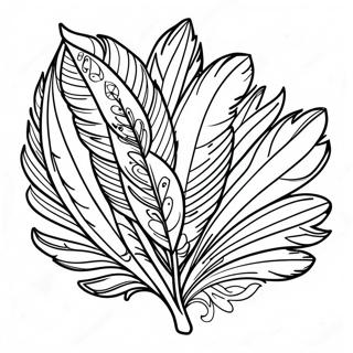 Colorful Turkey Feather Design Coloring Page 33013-26592