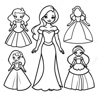 Disney Princess Paper Doll Coloring Pages