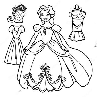 Disney Princess Paper Doll Coloring Pages