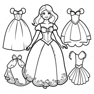 Elegant Disney Princess Paper Doll Coloring Page 33053-26618