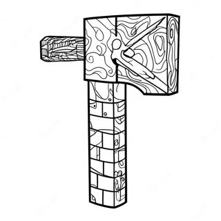 Pixelated Minecraft Axe Coloring Page 33083-26643