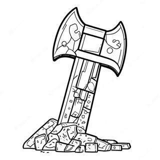 Pixelated Minecraft Axe Coloring Page 33083-26644