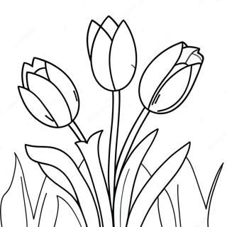 Colorful Tulips In Bloom Coloring Page 3312-2744