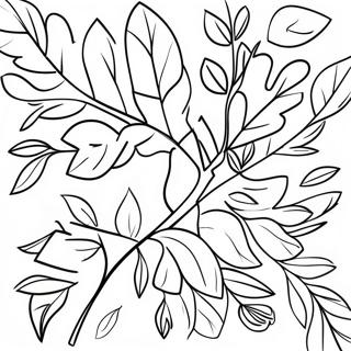 Colorful Leafy Branch Coloring Page 33163-26711