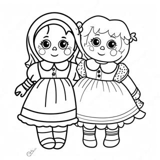 Raggedy Ann With Her Doll Coloring Page 33273-26800