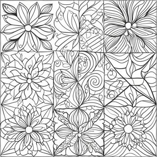 Geometric Quilt Patterns Coloring Page 3332-2758