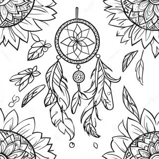 Colorful Gypsy Boho Dreamcatcher Coloring Page 33343-26849