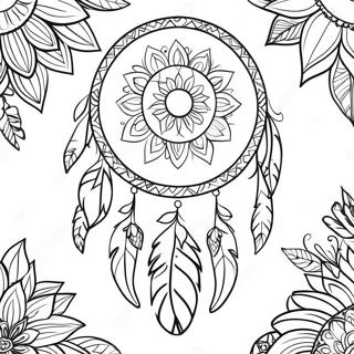 Colorful Gypsy Boho Dreamcatcher Coloring Page 33343-26850