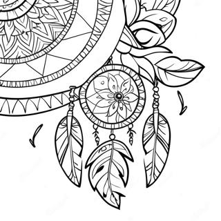 Colorful Gypsy Boho Dreamcatcher Coloring Page 33343-26851