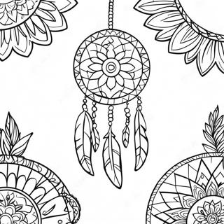 Colorful Gypsy Boho Dreamcatcher Coloring Page 33343-26852