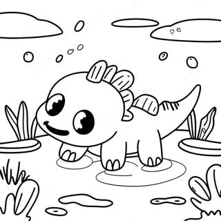 Minecraft Axolotl Swimming In A Colorful Pond Coloring Page 33352-26858