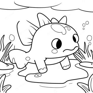 Minecraft Axolotl Swimming In A Colorful Pond Coloring Page 33352-26859