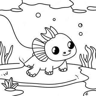 Minecraft Axolotl Swimming In A Colorful Pond Coloring Page 33352-26860