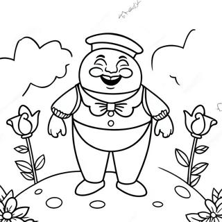 Humpty Dumpty With Colorful Flowers Coloring Page 33403-26898