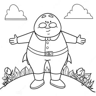 Humpty Dumpty With Colorful Flowers Coloring Page 33403-26900