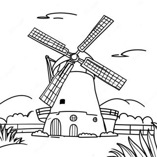 Holland Windmill Coloring Page 33412-43023