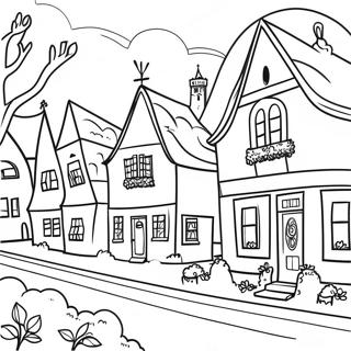 Charming Dutch Village Coloring Page 33413-26906